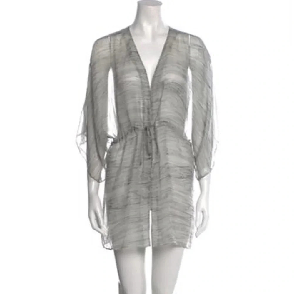 Alice + Olivia Sheer Gray Tunic Top